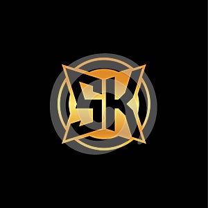 SK Logo Letter Geometric Golden Style