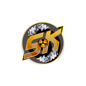 SK Logo Monogram ESport Gaming with Gas Shape Design