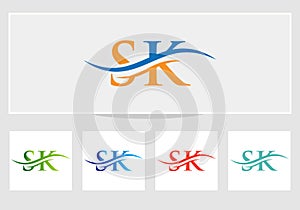 SK logo. Monogram letter SK logo design Vector. SK letter logo design