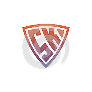 SK Logo Shield Monogram Gradient Style Design