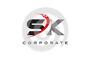 SK Modern Letter Logo Design with Swoosh