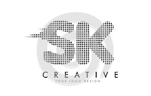SK S K Letter Logo with Black Dots and Trails.
