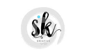 sk s k vintage letter alphabet combination logo icon handwritten design for company business