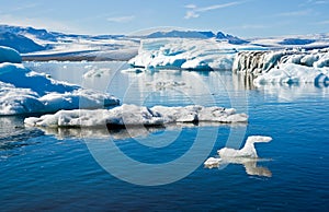 Skaftafell National Park, glacier and lagoon.