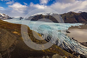 Skaftafellsjokull glaciar in VatnajÃ¶kull national park Iceland