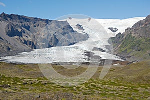 Skaftafellsjokull glacier moraine aerial view, Skaftafell National Park, Iceland