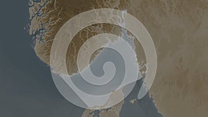 Skagerrak highlighted. Sepia map