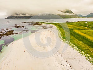 Skagsanden Beach on Flakstadoy island, Lofoten Norway