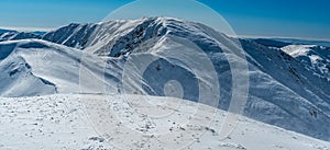 Vrch Skalka od vrchu Kotliska v zime Nízke Tatry na Slovensku