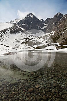 The Skalnate pleso lake in Slovak High Tatry