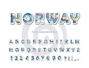 Skandinavian style font. Modern 3d alphabet. Cut out letters and numbers. For sport, business brochure, poster, flyer design. photo