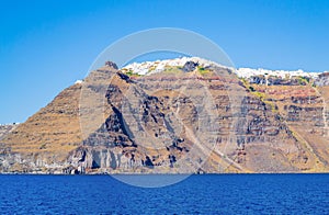 Imerovigli village and Skaros Rock at Santorini island panorama Greece