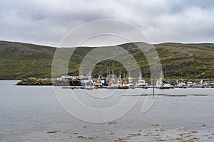 Skarsvag fishing village in Mageroya, Nordkapp in Finnmark County in Norway