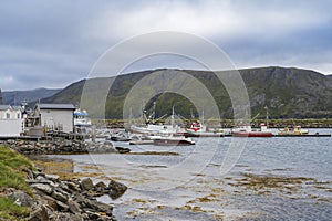 Skarsvag fishing village in Mageroya, Nordkapp in Finnmark County in Norway