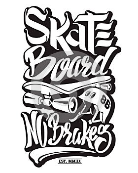 Skate board typography, t-shirt graphics, vectors.