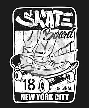 Skate board typography, t-shirt graphics, vectors. photo