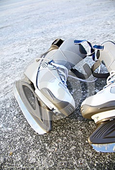 Skate ice skates outdoors winter