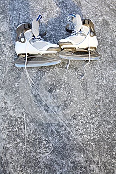 Skate ice skates outdoors winter
