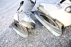 Skate ice skates outdoors winter