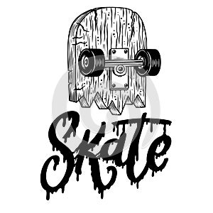 Skate. Lettering phrase isolated on white.