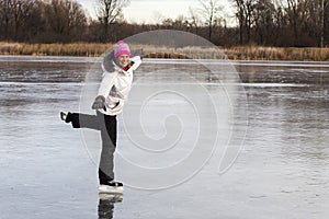 The skate outdoors young girl.