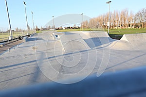 Skate park with blue sky