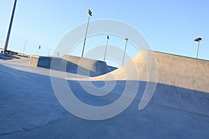 Skate park with blue sky