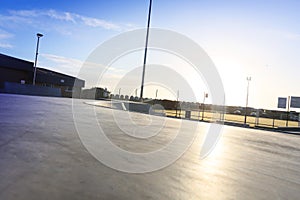 Skate park with blue sky