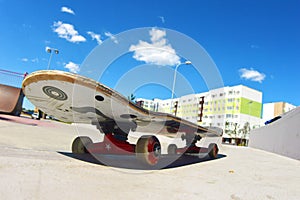 Skate park in the city. Skateboarding