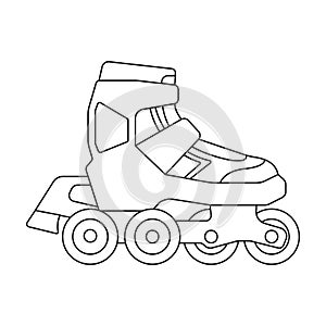 Skate roller vector outline icon. Vector illustration rollerskate on white background. Is olated outline illustration