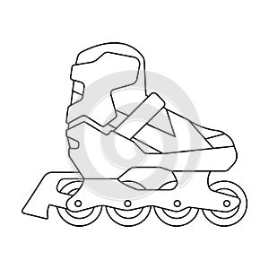 Skate roller vector outline icon. Vector illustration rollerskate on white background. Is olated outline illustration