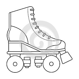 Skate roller vector outline icon. Vector illustration rollerskate on white background. Is olated outline illustration