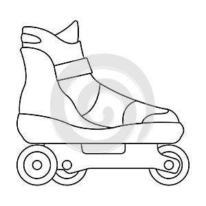 Skate roller vector outline icon. Vector illustration rollerskate on white background. Is olated outline illustration