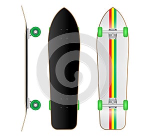 set of realistic skateboard deck template isolated. eps vector.
