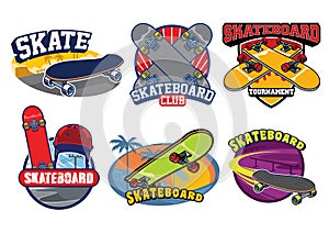 Skateboard badge design set