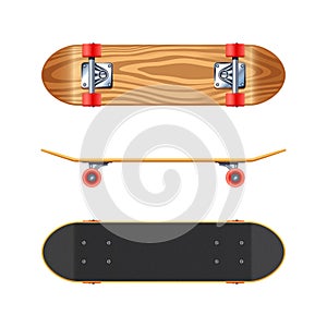 Skateboard Deck Side Bottom Realistic Illustration
