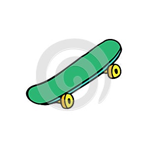 Skateboard doodle icon, vector illustration