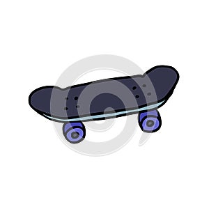 Skateboard doodle icon, vector illustration