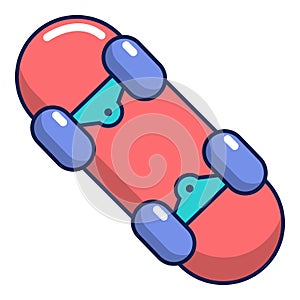 Skateboard icon, cartoon style