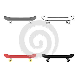 Skateboard icon in cartoon style isolated on white background. Park symbol stock vector illustration.