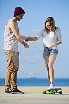 Skateboard lesson photo