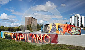 Skateboard park graffiti and graphics