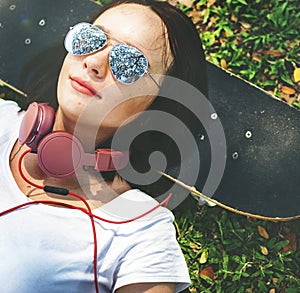 Skateboard Relaxation Rest Lying Chill Headphone Concept