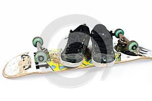Skateboard and shoes