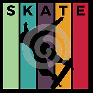 Skateboard silhouette sport activity vector graphic 02