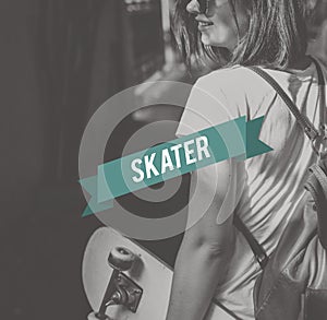 Skateboard Skater Teenager Street style Concept photo