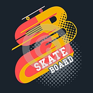 Skateboard t-shirt lettering