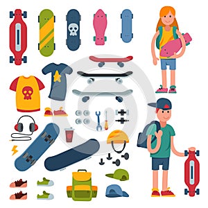 Skateboarder active people park sport extreme outdoor active skateboarding urban jumping tricks vector illustration.