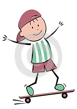 Boy on skateboard, vector illustration, child, eps.