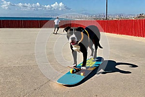 Skateboarder Pitbull attack